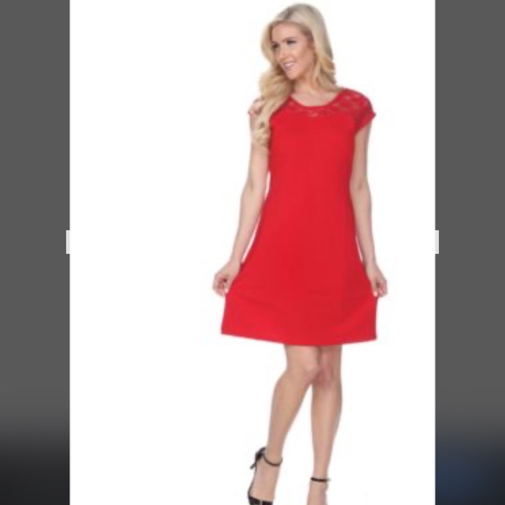 White Mark Vibrant Red Dress - Lace inset - Size 3xl